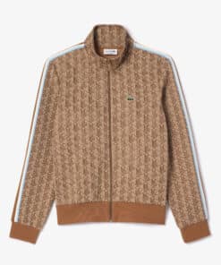 Lacoste Paris Jaquard Monogram Zipped Sweatshirt Beige/Brown