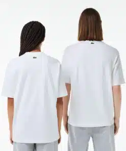 Lacoste Unisex Loose Fit Large Crocodile Heavy Cotton T-shirt White
