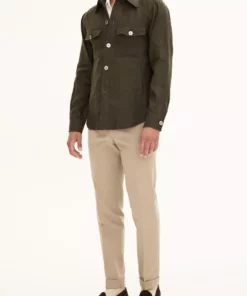Oscar Jacobson Maverick Linen Overshirt Green