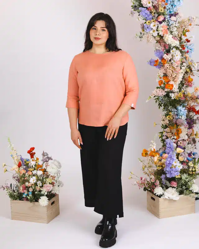 Nakoa Classic Linen Blouse Papaya