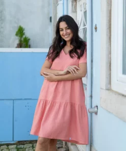 Nakoa Layered Linen Dress Papaya