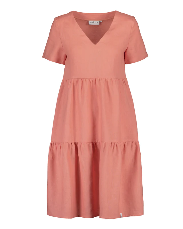 Nakoa Layered Linen Dress Papaya