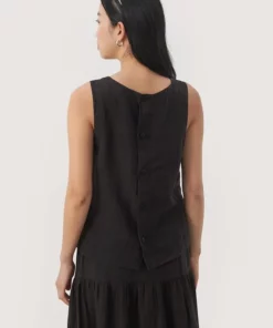 Part Two Gerlinde Linen Top Black