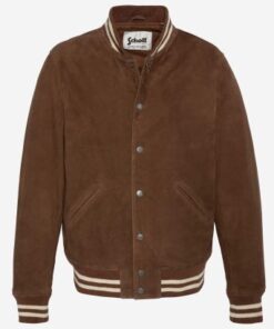 Schott Suede Varsity Jacket Light Brown