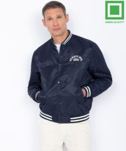 Schott Princeton Nylon Varsity Jacket Midnight