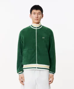 Lacoste Paris Zipped High Neck Terry Sweatshirt Pine Green