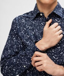 Selected Homme Slimsoho-Ethan AOP Shirt Dark Sapphire