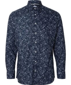 Selected Homme Slimsoho-Ethan AOP Shirt Dark Sapphire