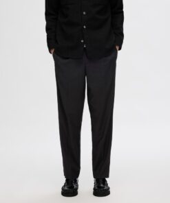 Selected Homme Tapered Leroy Pleat Pants Black