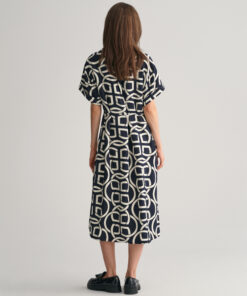 Gant Woman Monogram Print Caftan Dress Evening Blue