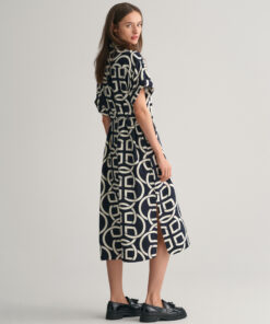 Gant Woman Monogram Print Caftan Dress Evening Blue