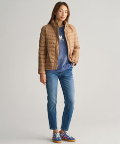 Gant Woman Light Down Jacket Warm Khaki