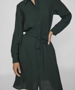 Vila Domira Shirt Knee Dress Black Scarab
