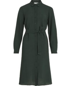 Vila Domira Shirt Knee Dress Black Scarab