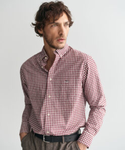Gant Classic Poplin Gingham Shirt Wine Red