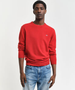 Gant Superfine Lambswool Crew Neck Jumper Bright Red