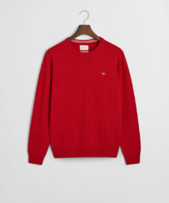 Gant Superfine Lambswool Crew Neck Jumper Bright Red