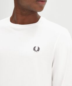 Fred Perry Long Sleeve Crew Neck T-shirt Snow White