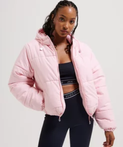 Juicy Couture Margie Aqua Activated Print Puffer Almond Blossom