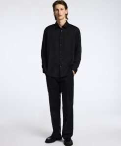 Selected Homme Relax Charlie Satin Shirt Black