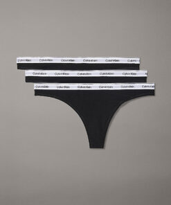 Calvin Klein 3 Pack Thongs - Modern Logo Black