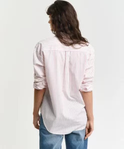 Gant Woman Striped Poplin Shirt Bright Red