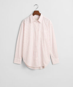 Gant Woman Striped Poplin Shirt Bright Red