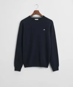 Gant Superfine Lambswool Crew Neck Jumper Marine
