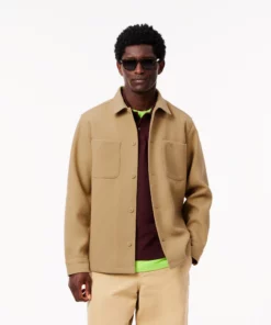 Lacoste Oversized Flannel Overshirt Beige