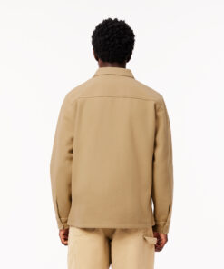 Lacoste Oversized Flannel Overshirt Beige