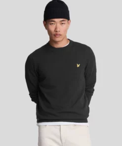 Lyle & Scott Cotton Merino Crew Neck Jumper Jet Black