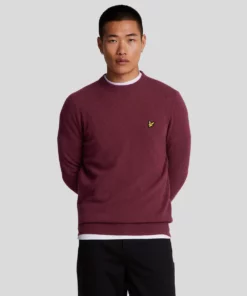 Lyle & Scott Lambswool Crew Neck Jumper Burgundy Marl