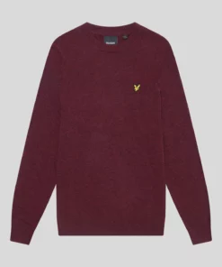 Lyle & Scott Lambswool Crew Neck Jumper Burgundy Marl