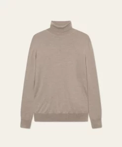 Les Deux Greyson Rollneck Merino Knit Dark Sand Melange
