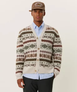Les Deux Hordur Fair Isle Cardigan Light Desert Sand