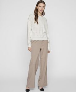 Vila Ril O-Neck Pointelle Knit Top White Alyssum