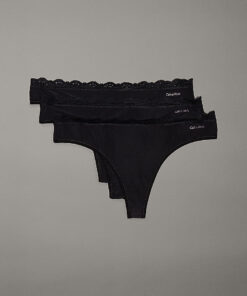 Calvin Klein 3-Pack Lace Thong Black