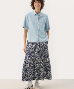 Part Two Nicla Shirt Whiteish Blue Denim