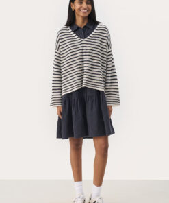Part Two nahni Pullover Navy Natural Stripe