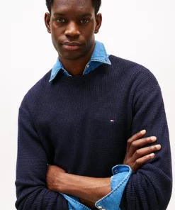 Tommy Hilfiger Textured Crew Neck Jumper Desert Sky