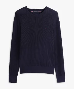 Tommy Hilfiger Textured Crew Neck Jumper Desert Sky