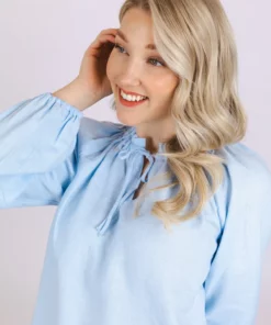 Nakoa Paloma Linen Blouse Sky Blue