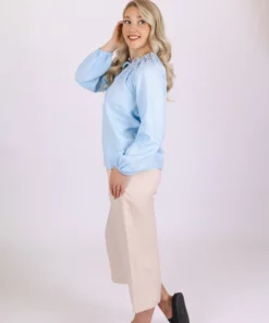 Nakoa Paloma Linen Blouse Sky Blue