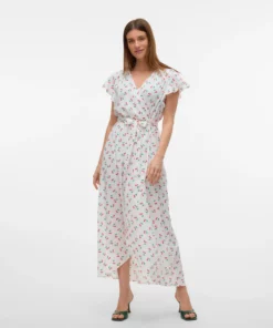Vmpage Long Wrap Cherry Dress Snow White