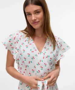 Vmpage Long Wrap Cherry Dress Snow White