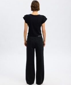 Selected Femme Camila Ruffle Tee Black