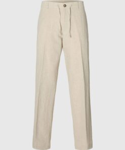 Selected Homme Straight Leroy Linen Pant Pure Cashmere