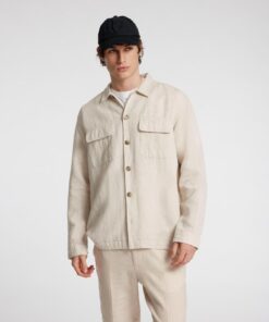 Selected Homme Leroy Linen Blend Overshirt Pure Cashmere