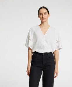 Selected Femme Dahlia Broderie Shirt Bright White
