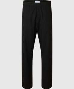Selected Homme Reg Tape Ace Thais Summer Pant Black